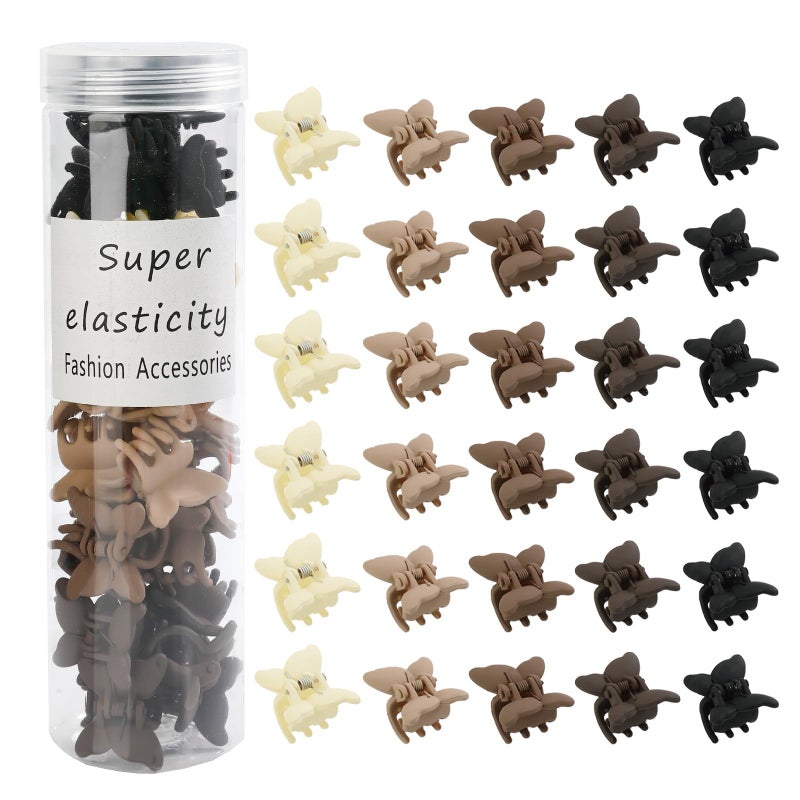 Kasmena Butterfly Hair Clips Set for Women and Girls  30Pcs Mini Claw Clips with Strong Grip for ThinFine Hair Neutral Color Hair Styling Accessories